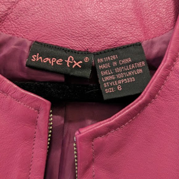 Fuchsia leather jacket - size 6 - Picture 2 of 7